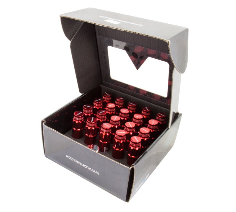 NRG 700 Series M12 X 1.5 Steel Lug Nut w/Dust Cap Cover Set 21 Pc w/Locks & Lock Socket - Red - Racecraft Industries