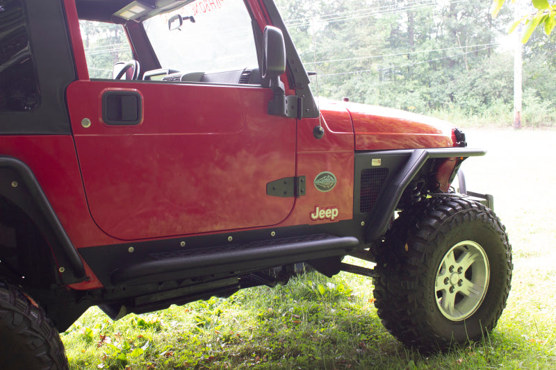 Fishbone Offroad 97-06 Jeep Wrangler TJ Steel Rock Slider - Black Textured Powdercoat - Racecraft Industries