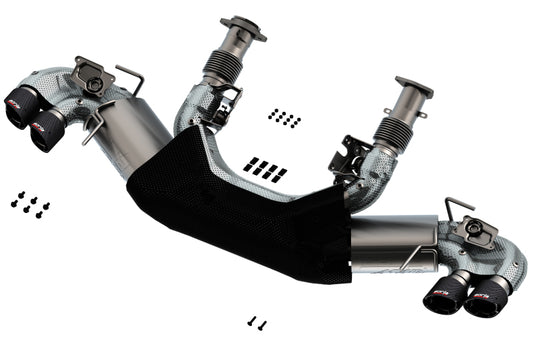 Borla 2020 Chevrolet Corvette C8 6.2L ATAK 3in Exhaust System Dual Round Angle Cut Carbon Fiber Tips - Racecraft Industries