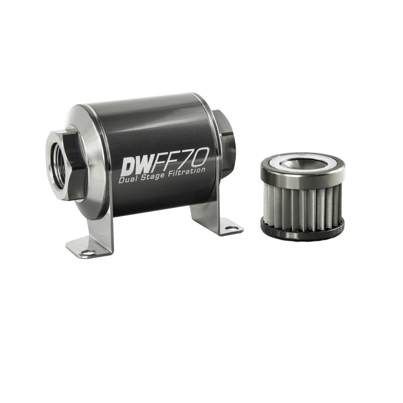 DeatschWerks Stainless Steel 10AN 10 Micron Universal Inline Fuel Filter Housing Kit (70mm) - Racecraft Industries