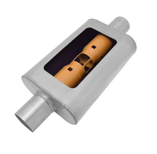 Gibson MWA 2.5in. Offset/ 2.5in. Center 14in. Oval Muffler - Racecraft Industries