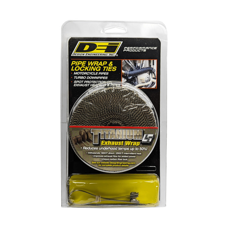 DEI Exhaust Wrap Kit - Pipe Wrap and Locking Tie - Titanium - Racecraft Industries