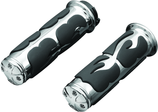 Kuryakyn ISO Flame Grips Throttle-By-Wire Chrome - Racecraft Industries