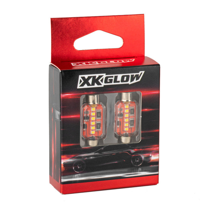 XK Glow White Festoon Error Free Ultra Bright LED Bulbs w/ Built-in Canbus 2pc 31mm - Racecraft Industries
