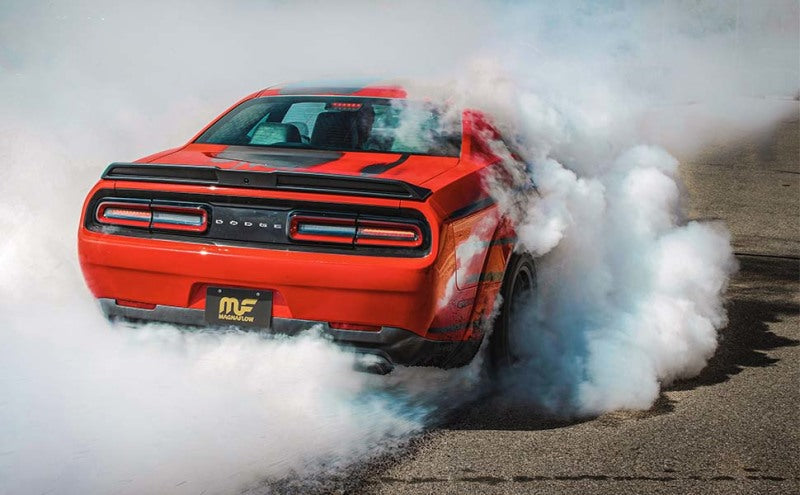 MagnaFlow Axle-Back, SS, 2.5in, Quad Split Rear 3.5in Tip 2015 Dodge Challenger 3.6L V6 - Racecraft Industries