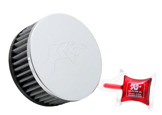K&N Universal Chrome Filter 2 1/2 inch O/S FLG / 4 1/2 inch OD / 2 inch Height - Racecraft Industries