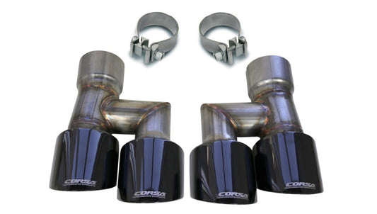 Corsa 2018-2023 Ford Mustang Eco 2.3L Twin 4in Black PVD Pro-Series Tip Kit (Clamps Included) - Racecraft Industries