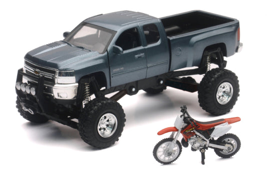 New Ray Toys Chevrolet Silverado with Honda Dirt Bike/ Scale - 1:32 - Racecraft Industries