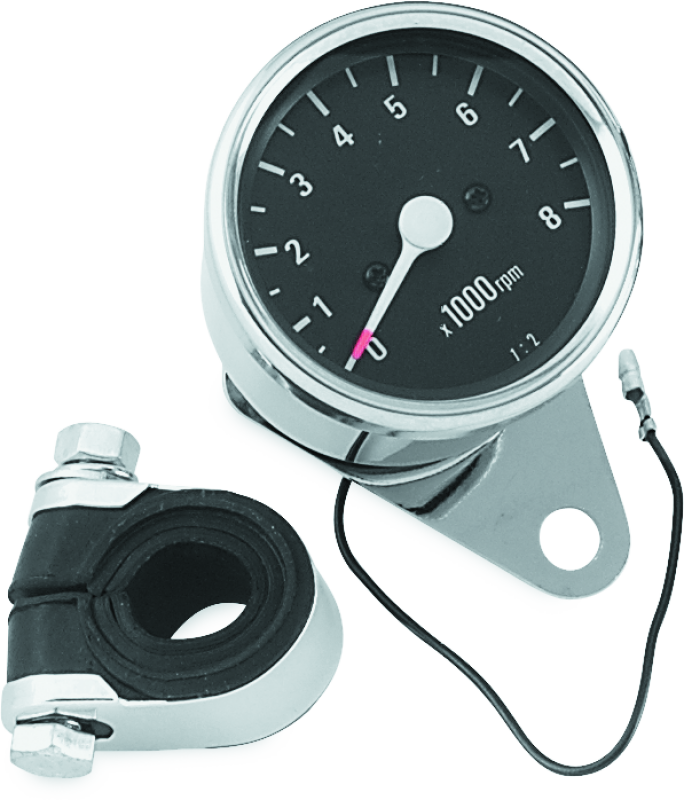 Bikers Choice Big Twin & XL Mechanical Custom Mini Tachometer Black Face 8000 Rpm 2 1/2 Inch - Racecraft Industries