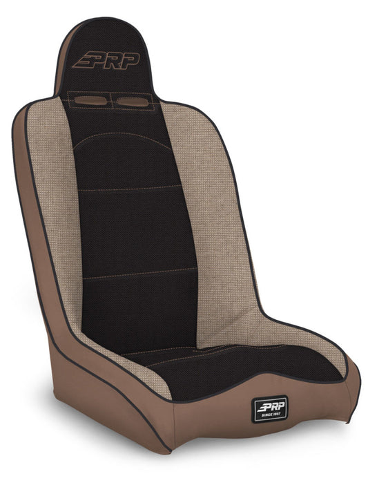 PRP Daily Driver High Back Suspension Seat (Two Neck Slots) - Tan / Black - Racecraft Industries