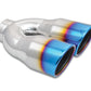 Vibrant 2.5in ID Dual 3.5in OD Round SS Tips (Single Wall Angle Cut) w/Burnt Blue Finish - Racecraft Industries