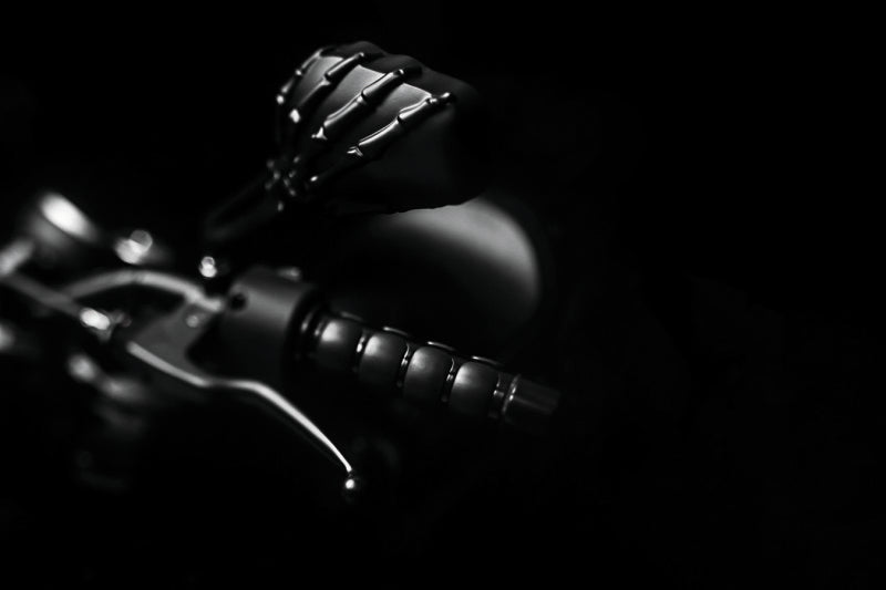 Kuryakyn Skeleton Hand Mirrors Black/Black - Racecraft Industries