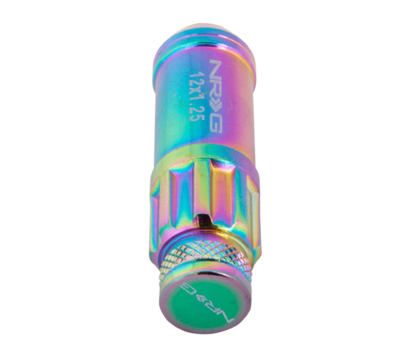NRG 700 Series M12 X 1.25 Steel Lug Nut w/Dust Cap Cover Set 21 Pc w/Locks & Lock Socket - Neochrome - Racecraft Industries