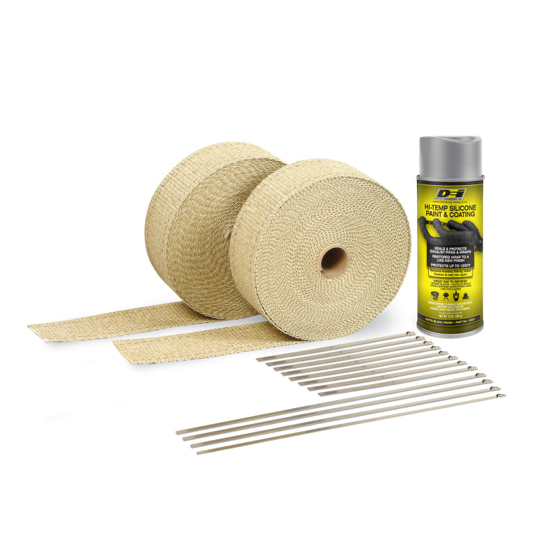 DEI Exhaust Wrap Kit - Tan Wrap & Aluminum HT Silicone Coating (Aerosol) - Racecraft Industries
