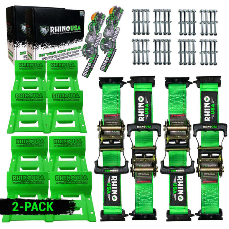 Rhino USA Utv Wheel Chock Tie-Down Kit (4-Wheel Kit) (Green) - Racecraft Industries