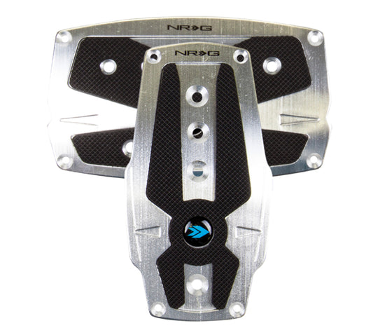 NRG Brushed Aluminum Sport Pedal A/T - Silver w/Black Rubber Inserts - Racecraft Industries