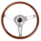 NRG Classic Wood Grain Steering Wheel (365mm) Wood w/Metal Inserts & Brushed Alum. 3-Spoke Center - Racecraft Industries