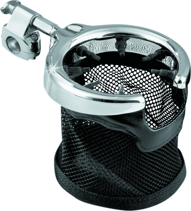 Kuryakyn Universal Passenger Drink Holder With Basket Black & Chrome - Racecraft Industries