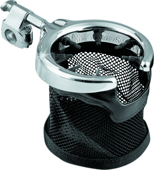 Kuryakyn Universal Passenger Drink Holder With Basket Black & Chrome - Racecraft Industries