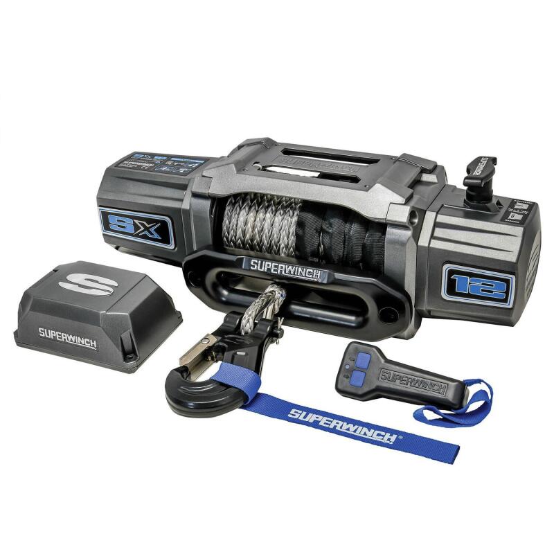Superwinch 12000 LBS 12V DC 3/8in x 80ft Synthetic Rope SX 12000SR Winch - Graphite - Racecraft Industries