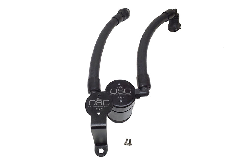 J&L 07-14 Ford Mustang GT500 Oil Separator 3.0 Passenger Side (Remote Mount) - Black Anodized - Racecraft Industries