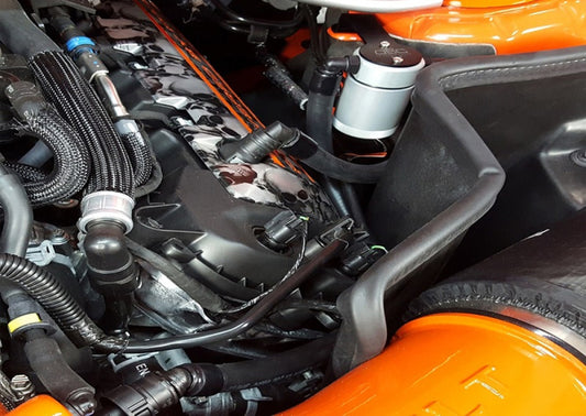 J&L 2011-2017 Ford Mustang GT Driver Side Oil Separator 3.0 - Clear Anodized - Racecraft Industries