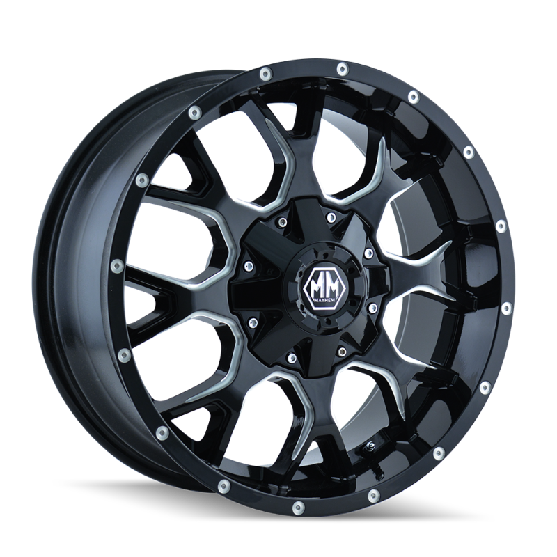 Mayhem 8015 Warrior 20x9 / 6x135 BP / 18mm Offset / 106mm Hub Black w/ Milled Spokes Wheel - Racecraft Industries