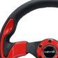 NRG Reinforced Steering Wheel (320mm) Blk w/Red Trim & 5mm 3-Spoke - Racecraft Industries