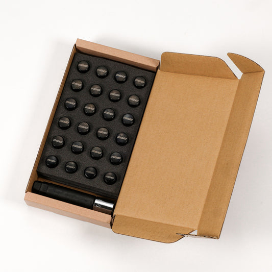 Rays M12x1.25 5 holes 16pcs nut, 4pcs Lock nut, 1 adapter & 1 lock nut key - Black - Racecraft Industries