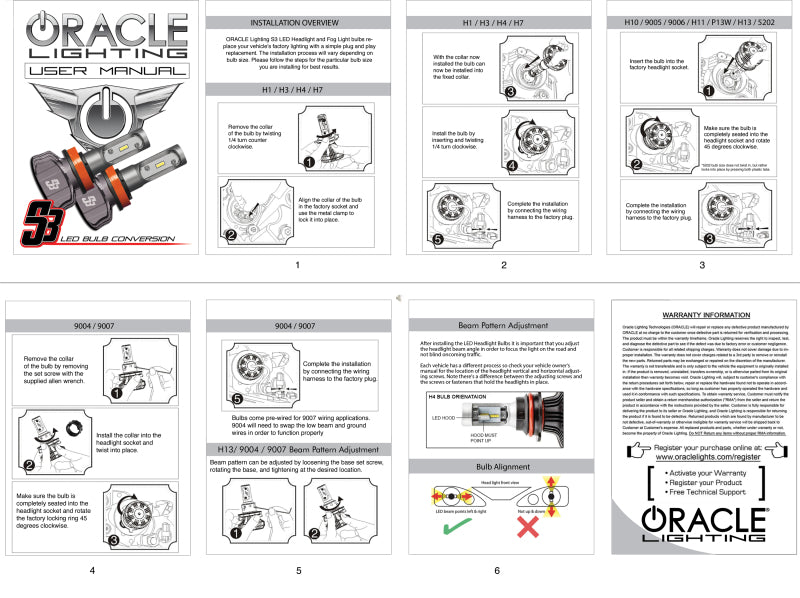 Oracle H13 - S3 LED Headlight Bulb Conversion Kit - 6000K SEE WARRANTY - Racecraft Industries