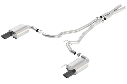 Borla S-Type Cat-Back 15-17 Ford Mustang GT 5.0L V8 MT/AT 2.5in pipe 4in tip (Black Chrome) - Racecraft Industries