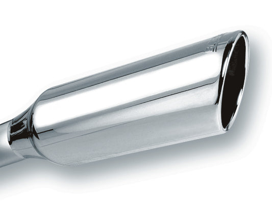 Borla 2.25in Inlet 4in Round Rolled Angle Cut x 12in Long Embossed Exhaust Tip - Racecraft Industries