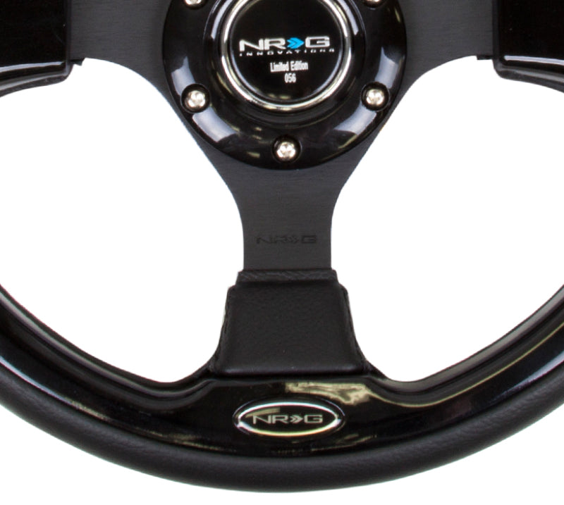 NRG Reinforced Steering Wheel (320mm) Blk w/Gloss Black Trim - Racecraft Industries