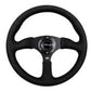 NRG Reinforced Steering Wheel (350mm / 2.5in. Deep)Blk Alcantara Comfort Grip w/4mm Matte Blk Spokes - Racecraft Industries