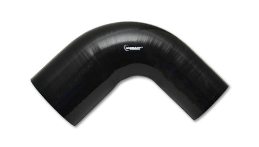 Vibrant 4 Ply Reinforced Silicone 90 degree Transition Elbow - 3in I.D. x 4in I.D. (BLACK) - Racecraft Industries