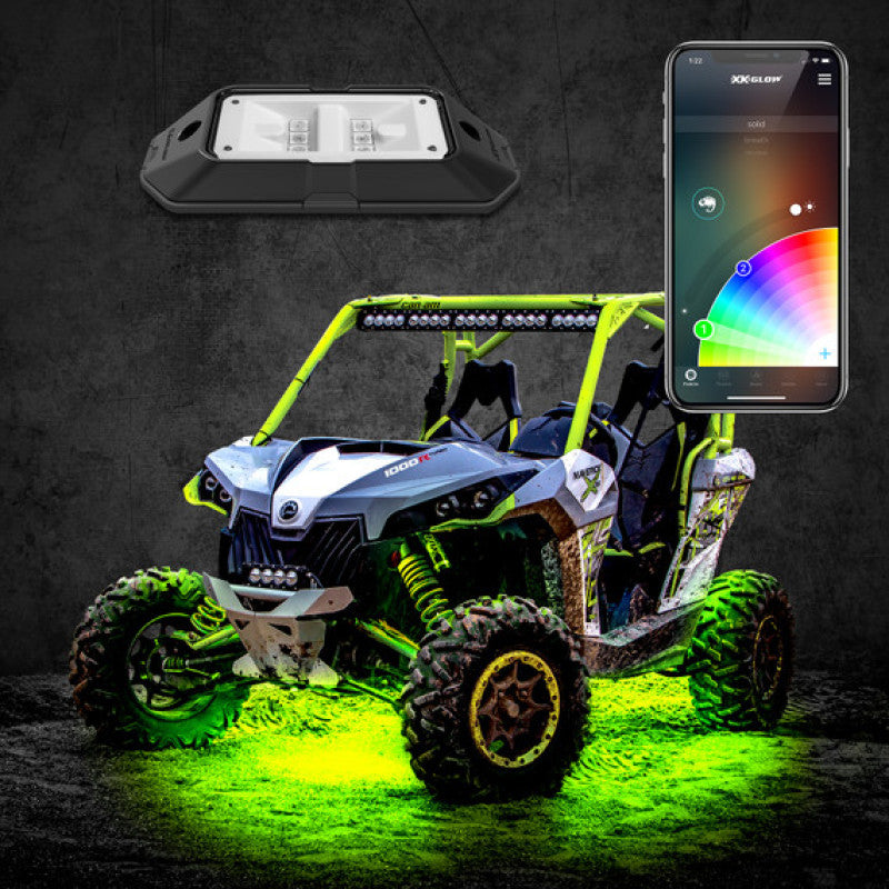 XK Glow Rock Light w/ XKchrome App Controlled Bluetooth Advanced Kit 8pc RGB 6W - Racecraft Industries