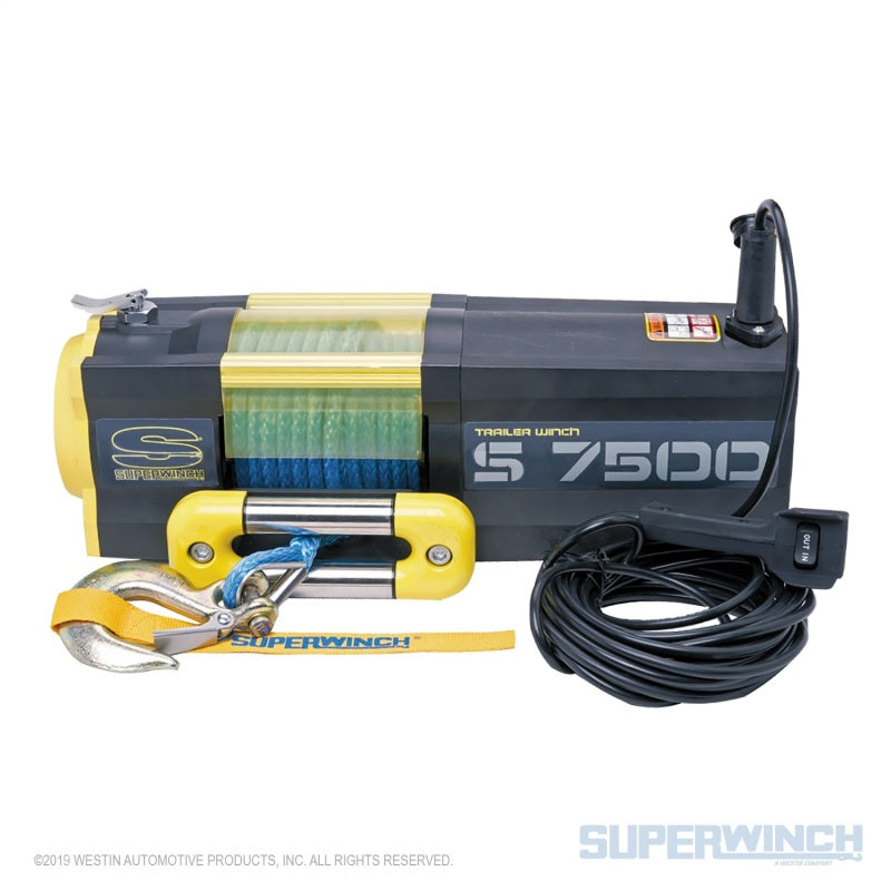 Superwinch 7500 LBS 12V DC 5/16in x 54ft Synthetic Rope S7500 Winch - Racecraft Industries
