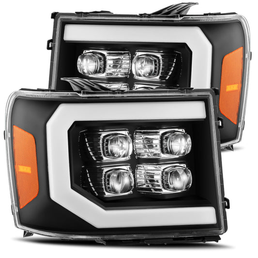 AlphaRex 07-13 GMC 1500HD NOVA LED Proj Headlight Plank Style Gloss Blk w/Activ Light/Seq Signal/DRL - Racecraft Industries