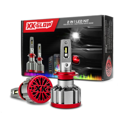 XK Glow RGB 2In1 LED Headlight Bulb Million Color XKCHROME App RGB/LED Headlight Kit - 2x H11 - Racecraft Industries