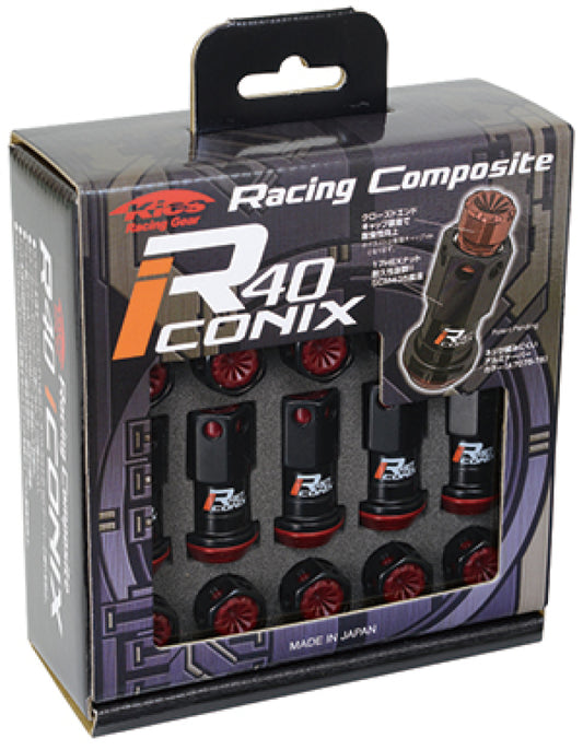 Project Kics 16+4 Locks Black R40 Iconix w/ Plastic Cap (Black) - 14x1.50 - Racecraft Industries