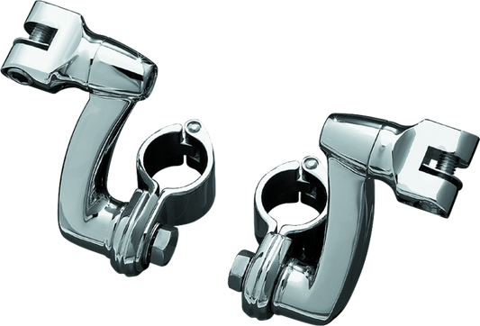 Kuryakyn Longhorn Offset Peg Mounts With 1-1/4inch Magnum Quick Clamp Chrome (Pair) - Racecraft Industries