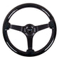 NRG Reinforced Steering Wheel (350mm / 3in Deep) Classic Blk Sparkle Wood Grain w/Blk 3-Spoke Center - Racecraft Industries