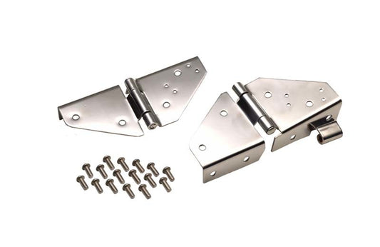 Kentrol 76-95 Jeep CJ/Wrangler YJ Windshield Hinge Pair - Polished Silver - Racecraft Industries