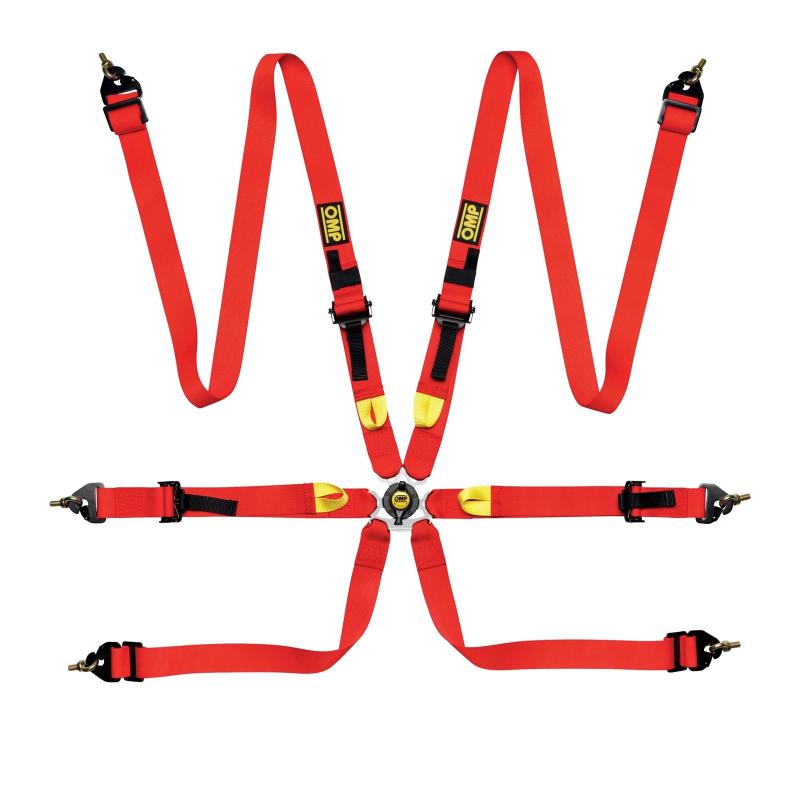 OMP Safety Harness First 2In Red (Fia 8853-2016) Pull Up - Steel Adj - Racecraft Industries