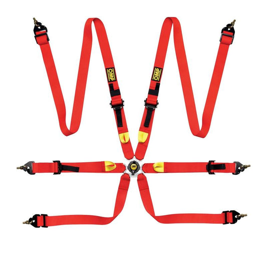 OMP Safety Harness First 2In Red (Fia 8853-2016) Pull Up - Steel Adj - Racecraft Industries