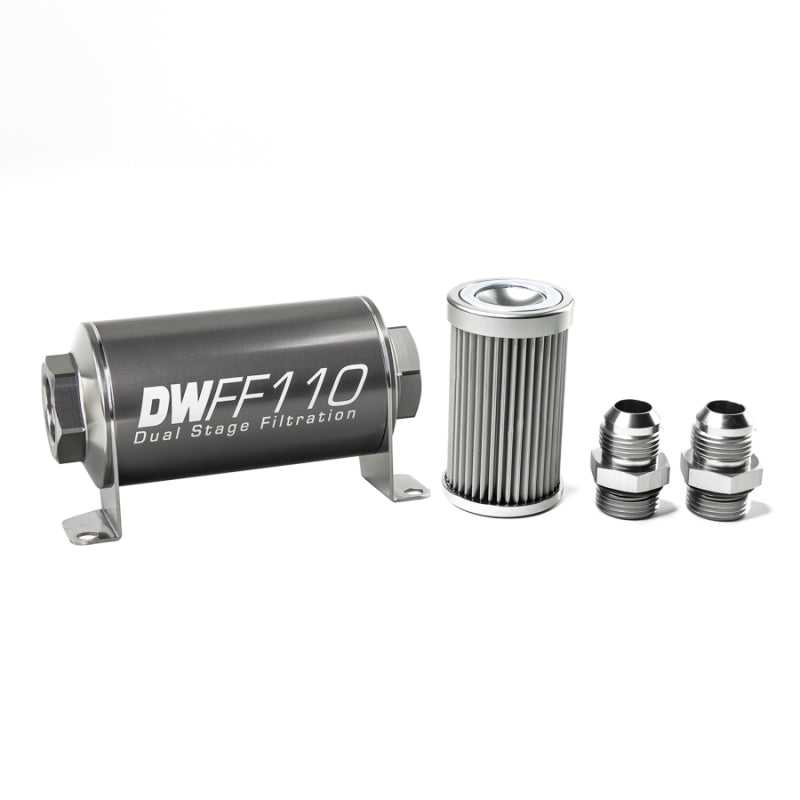 DeatschWerks Stainless Steel 10AN 10 Micron Universal Inline Fuel Filter Housing Kit (110mm) - Racecraft Industries