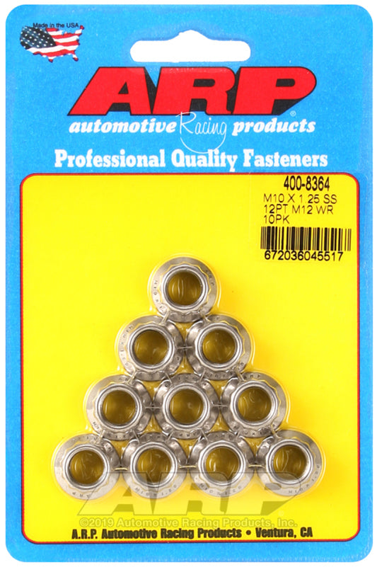 ARP M10 x 1.25 SS 12pt Nut Kit (10/pkg) - Racecraft Industries