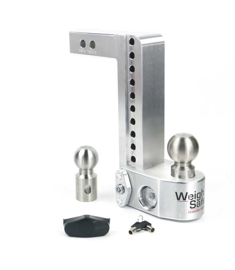 Weigh Safe 10in Drop Hitch w/Built-in Scale & 2in Shank (10K/12.5K GTWR) - Aluminum - Racecraft Industries