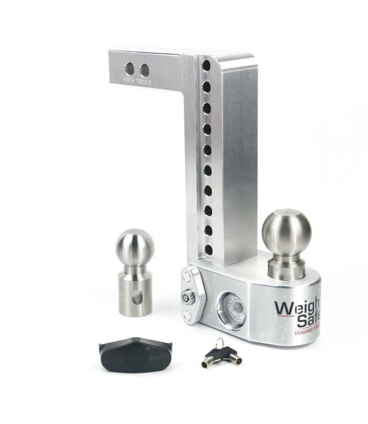 Weigh Safe 10in Drop Hitch w/Built-in Scale & 2in Shank (10K/12.5K GTWR) - Aluminum - Racecraft Industries