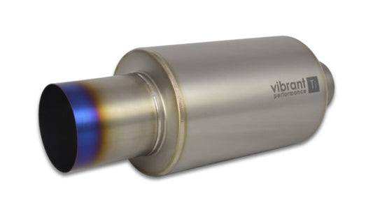 Vibrant Titanium Muffler w/Straight Cut Burnt Tip 3in. Inlet / 3in. Outlet - Racecraft Industries